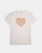 COACH®,SIGNATURE PINK HEART T-SHIRT,Cotton Blend,White,Front View
