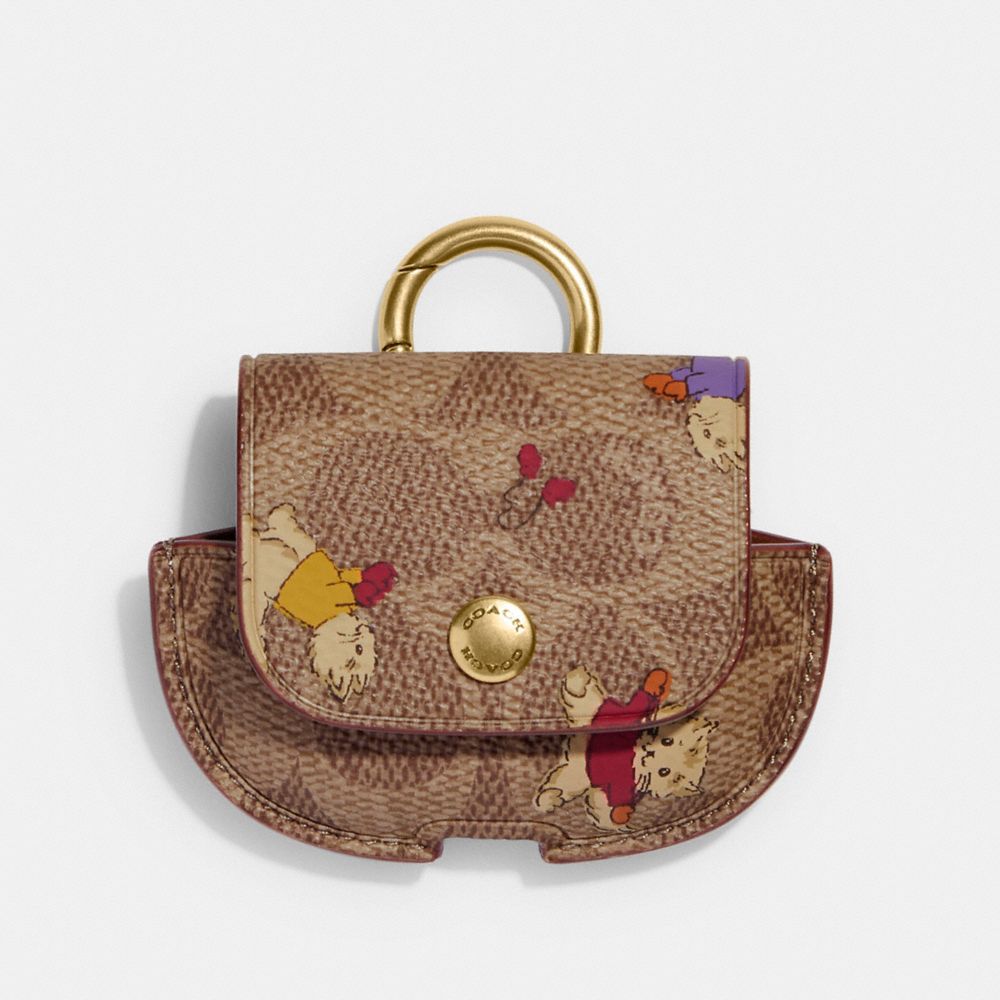 COACH®,Boxed Wireless Earbud Case In Signature Canvas With Kittens,,Front View