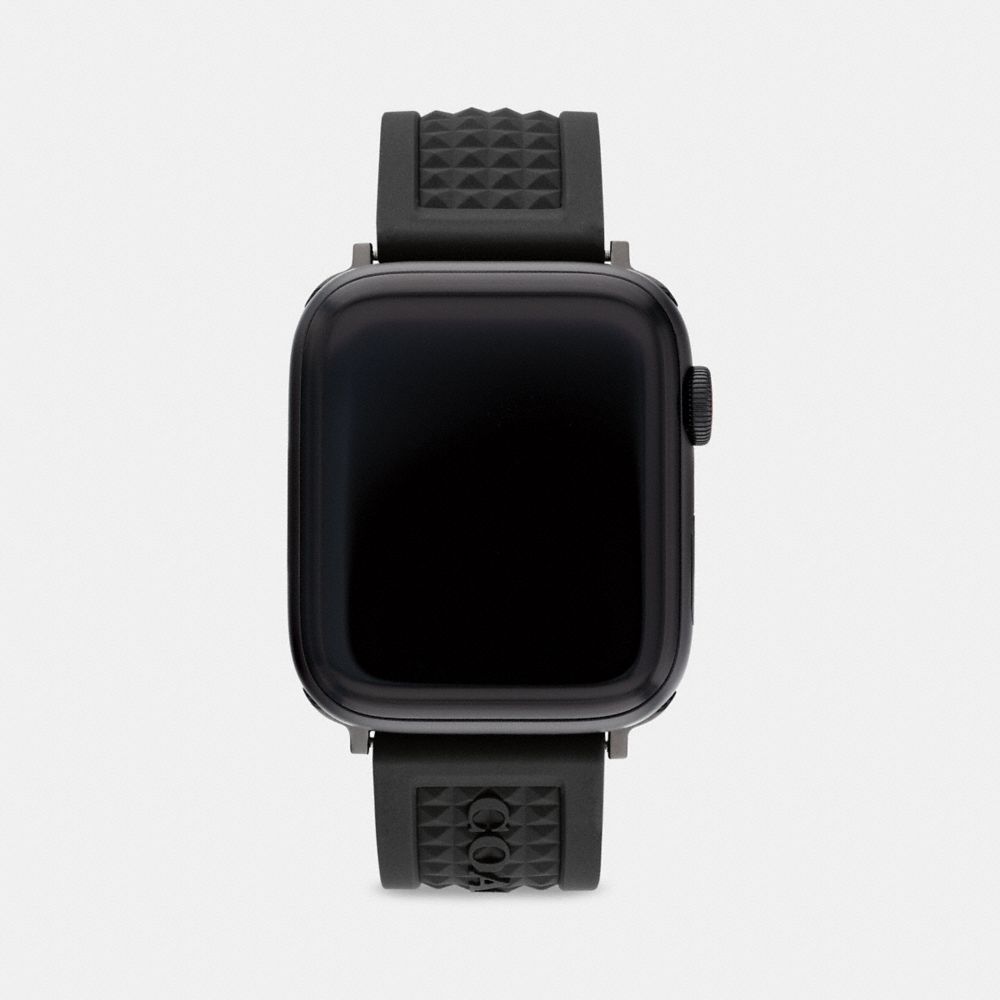 COACH®,APPLE WATCH® STRAP, 42MM AND 44MM,silicone,Black,Front View