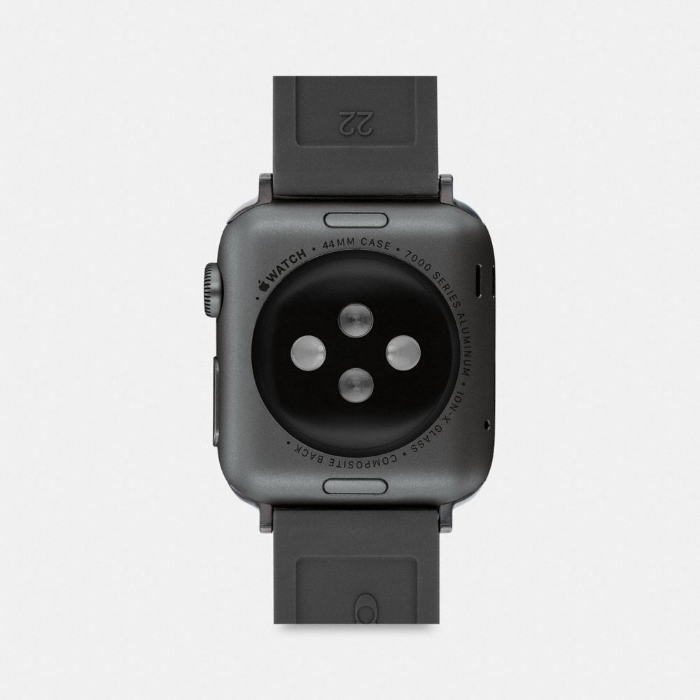 COACH®,APPLE WATCH® STRAP, 42MM AND 44MM,silicone,Black,Back View