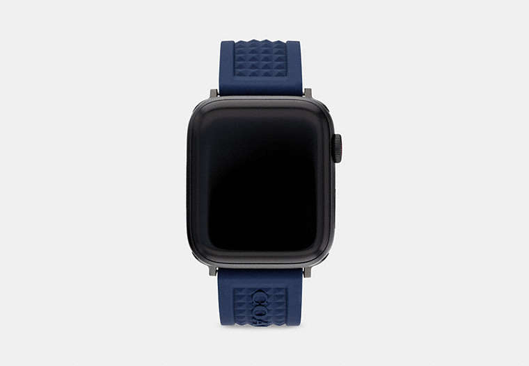 COACH®,APPLE WATCH® STRAP, 42MM and 44MM,silicone,NAVY,Front View image number 0
