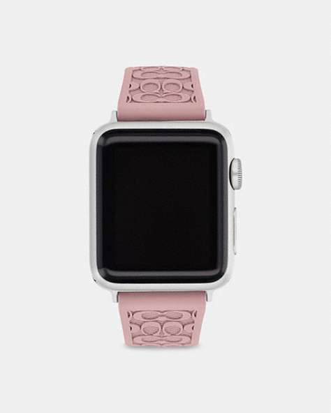COACH®,BRACELET APPLE WATCH®, 38 MM ET 40 MM,silicone,Rose fard.,Front View