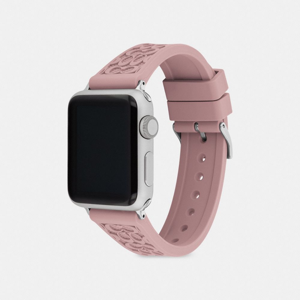 COACH®,APPLE WATCH® STRAP, 38MM AND 40MM,silicone,Blush.,Angle View