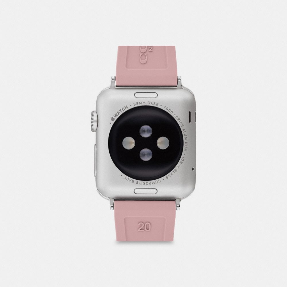 COACH®,APPLE WATCH® STRAP, 38MM AND 40MM,silicone,Blush.,Back View