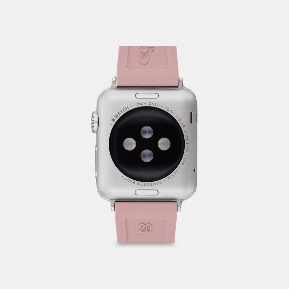 COACH®,BRACELET APPLE WATCH®, 38 MM ET 40 MM,Silicone,Rose fard.,Back View