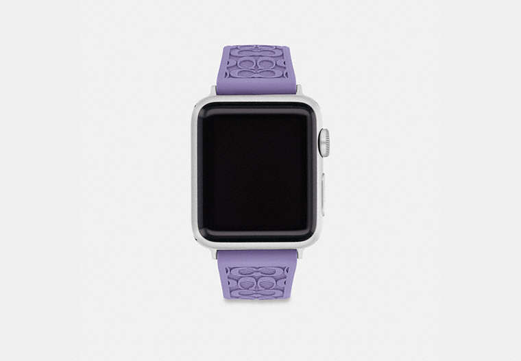 COACH®,APPLE WATCH® STRAP, 38MM AND 40MM,silicone,Violet,Front View