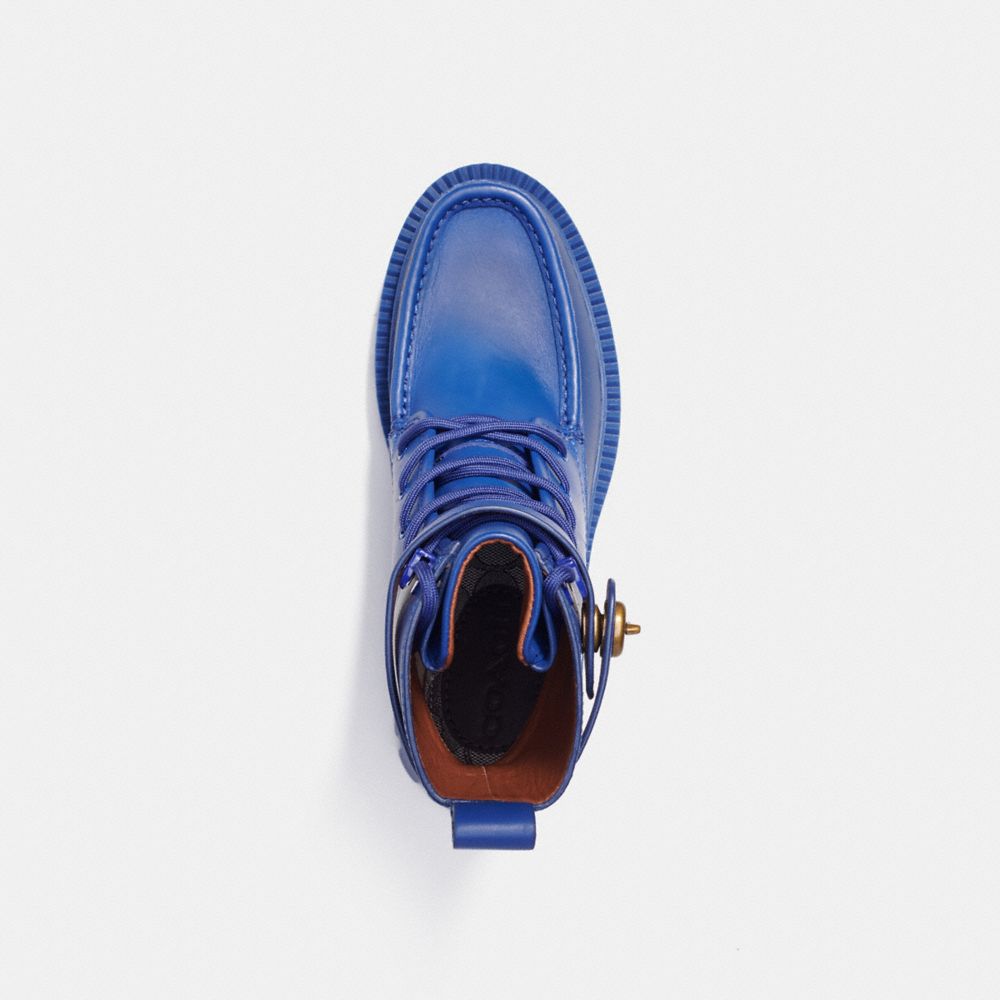 COACH®,LACE UP BOOTIE,Leather/Rubber,Sapphire blue,Inside View,Top View