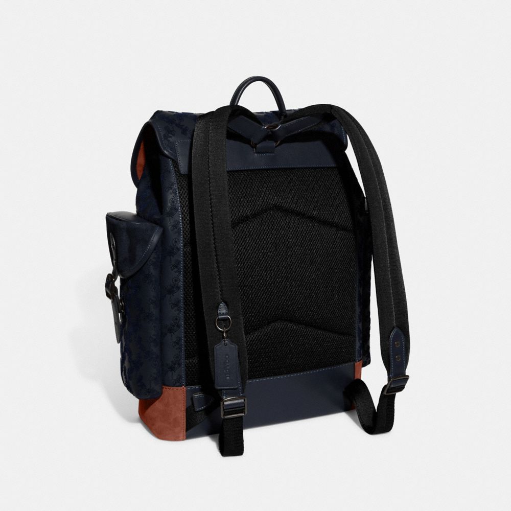 COACH®,HITCH BACKPACK WITH HORSE AND CARRIAGE,Large,Midnight Navy,Angle View