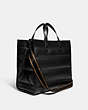COACH®,FIELD TOTE BAG 40 WITH QUILTING,Signature Coated Canvas/Smooth Leather,X-Large,Black Copper/Black,Angle View