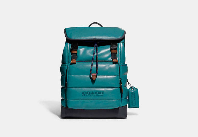 COACH®,LEAGUE FLAP BACKPACK WITH QUILTING,Smooth Leather,X-Large,JI/Shadow Blue/Midnight Navy,Front View