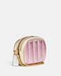 COACH®,SMALL CAMERA BAG WITH COLORBLOCK QUILTING,Smooth Leather,Small,Brass/Metallic Pink Multi,Angle View