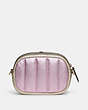 COACH®,SMALL CAMERA BAG WITH COLORBLOCK QUILTING,Smooth Leather,Small,Brass/Metallic Pink Multi,Back View