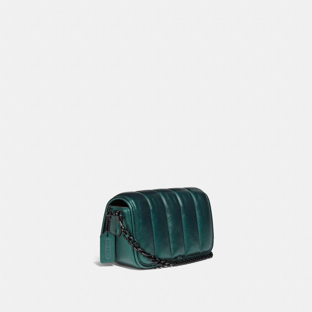 COACH®,DINKY 18 WITH QUILTING,Small,Pewter/Metallic Dark Green,Angle View