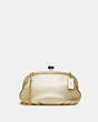 COACH®,SOFT KISSLOCK CLUTCH,Smooth Leather,Small,Brass/Metallic Soft Gold,Front View
