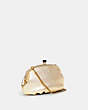 COACH®,SOFT KISSLOCK CLUTCH,Smooth Leather,Small,Brass/Metallic Soft Gold,Angle View