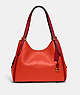 COACH®,LORI SHOULDER BAG IN COLORBLOCK,Pebble Leather,Large,Brass/Red Orange Multi,Front View