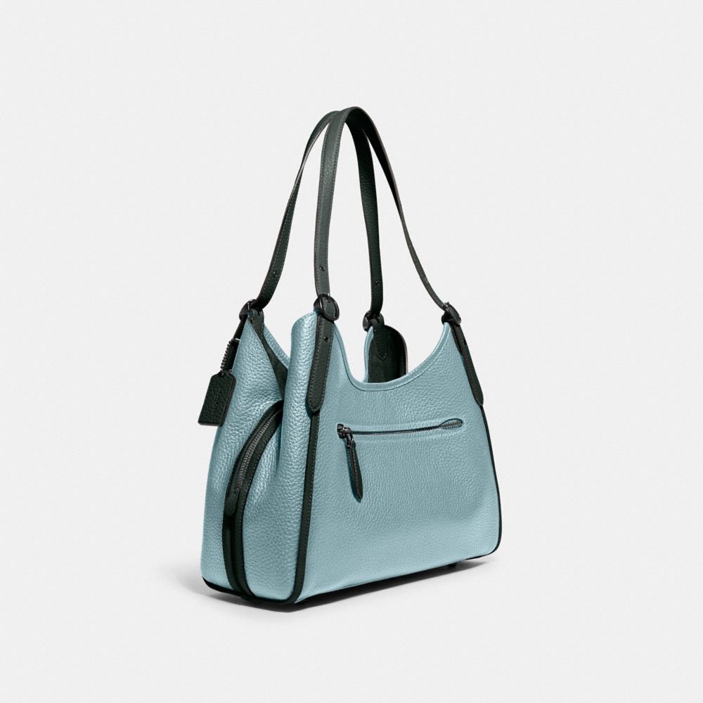 COACH®,LORI SHOULDER BAG IN COLORBLOCK,Large,Pewter/Sage Multi,Angle View