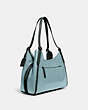 COACH®,LORI SHOULDER BAG IN COLORBLOCK,Pebble Leather,Large,Pewter/Sage Multi,Angle View