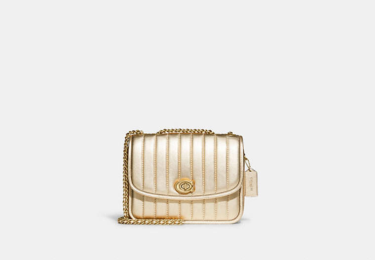 COACH®,MADISON SHOULDER BAG WITH QUILTING,Brass/Metallic Soft Gold,Front View