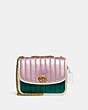 COACH®,MADISON SHOULDER BAG WITH COLORBLOCK QUILTING,Metallic Leather,Medium,Brass/Metallic Pink Multi,Front View