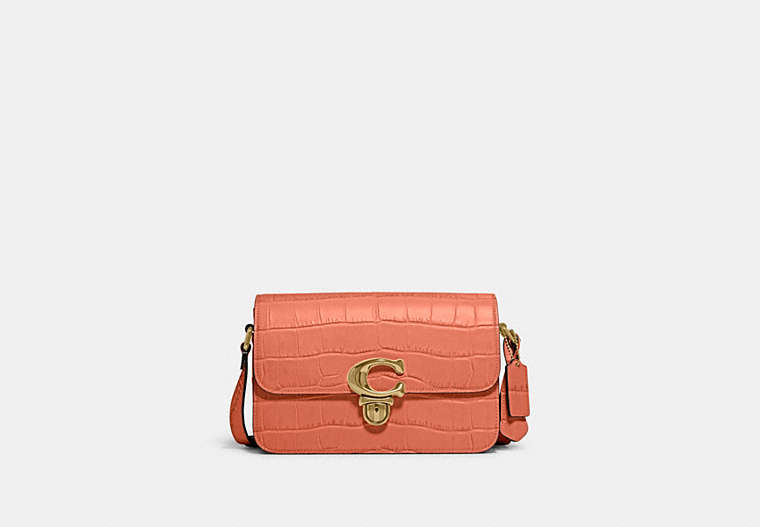 COACH®,STUDIO SHOULDER BAG,Embossed Leather,Small,Brass/Light Coral,Front View