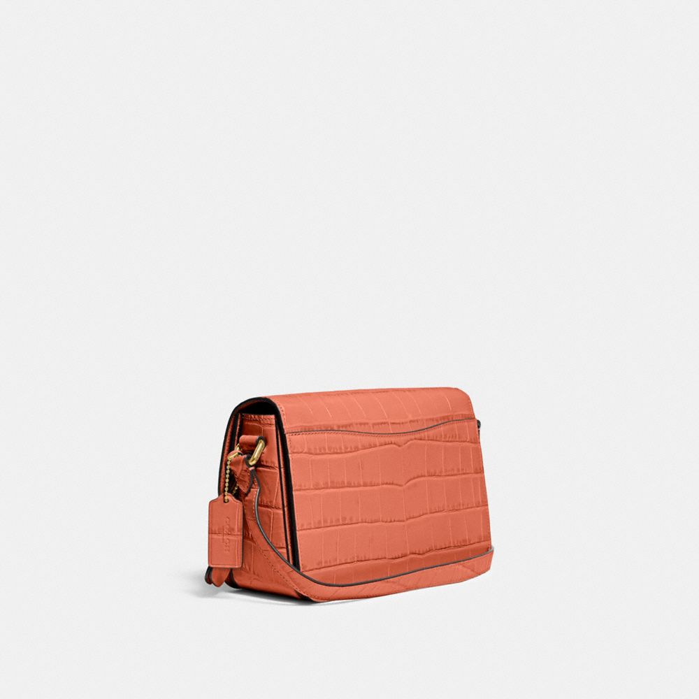 Croc-Effect Chain Strap Crossbody Bag - Chalk