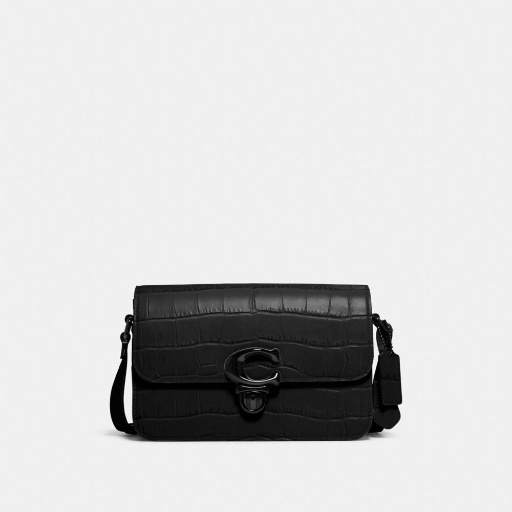 COACH®,STUDIO SHOULDER BAG,Embossed Leather,Small,Pewter/Black,Front View image number 0
