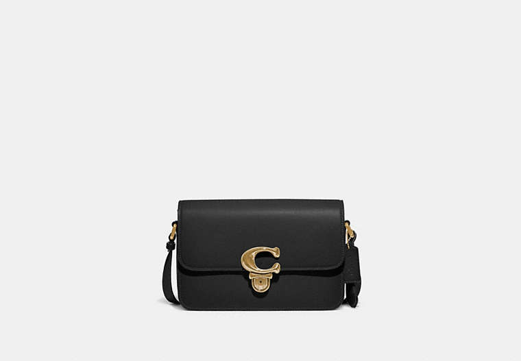 COACH®,STUDIO SHOULDER BAG,Smooth Leather,Small,Brass/Black,Front View