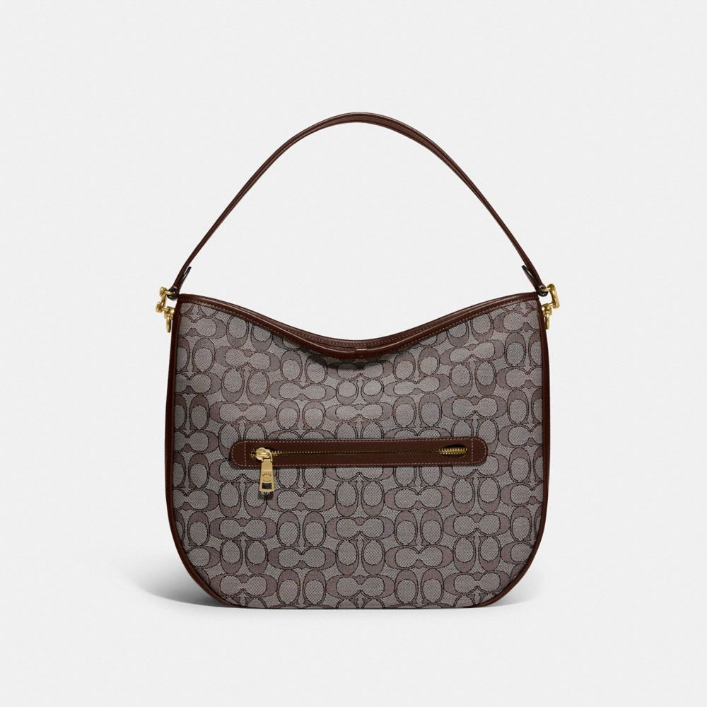 Coach Grey Signature Canvas and Patent Leather Zoe Hobo Coach