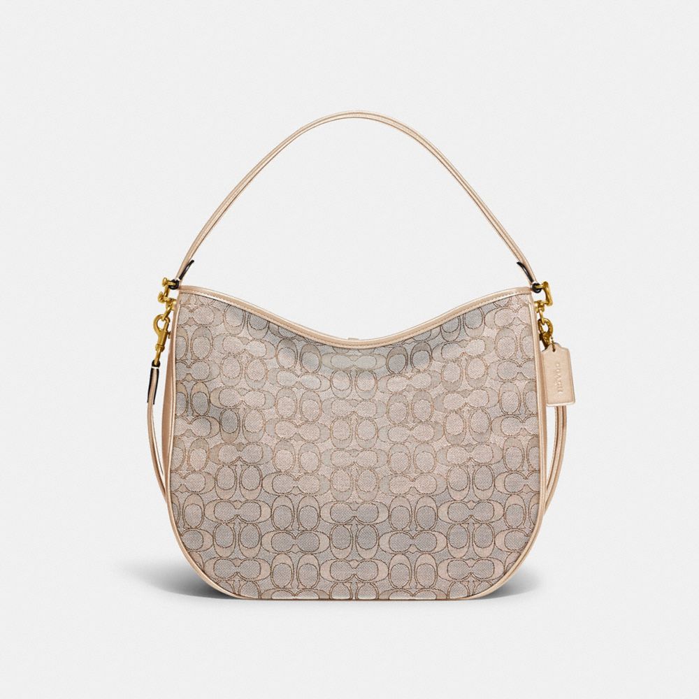 Brass Stone Ivory Soft Tabby Hobo In Signature Jacquard