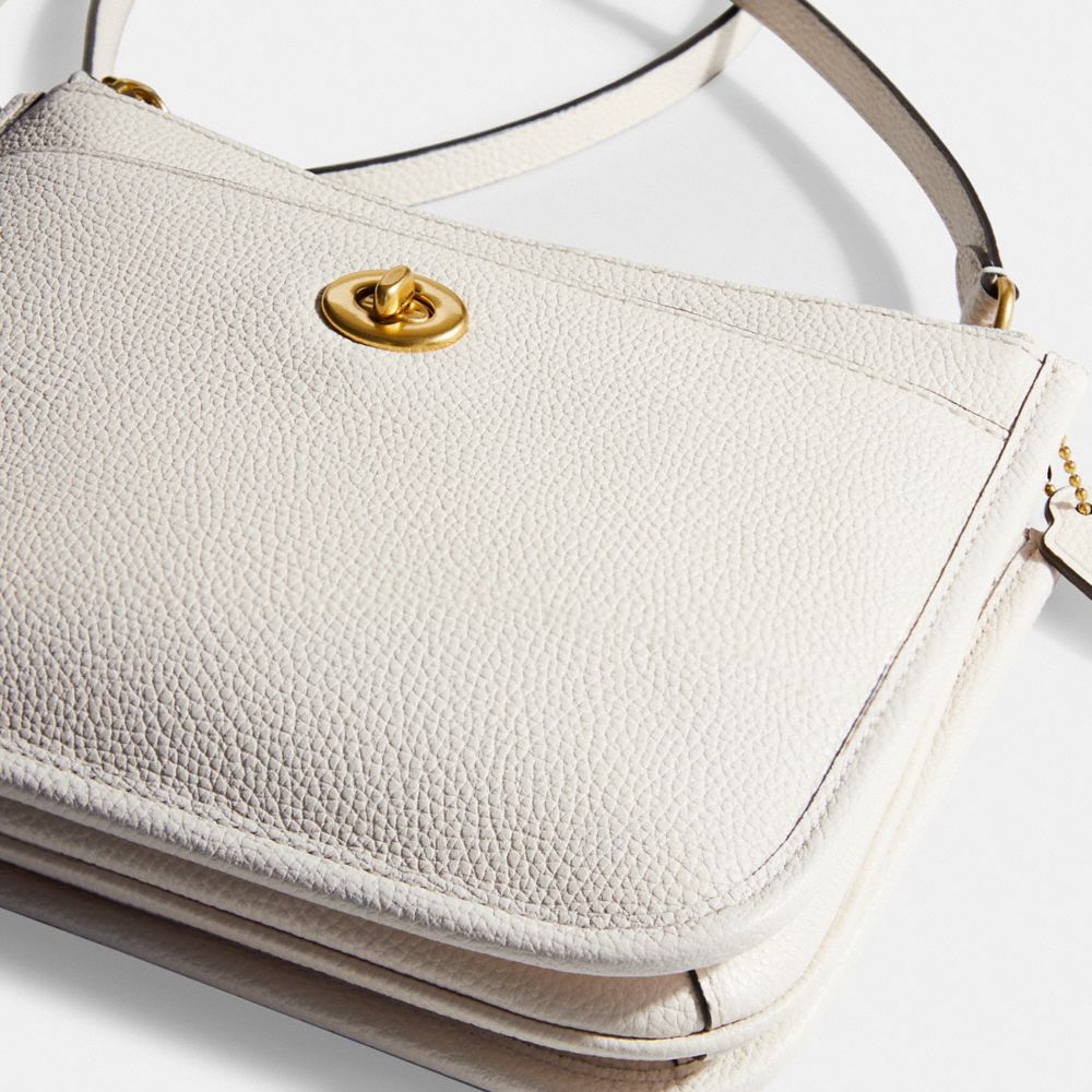 Coach Polished Pebble Leather C Phone Crossbody Chalk