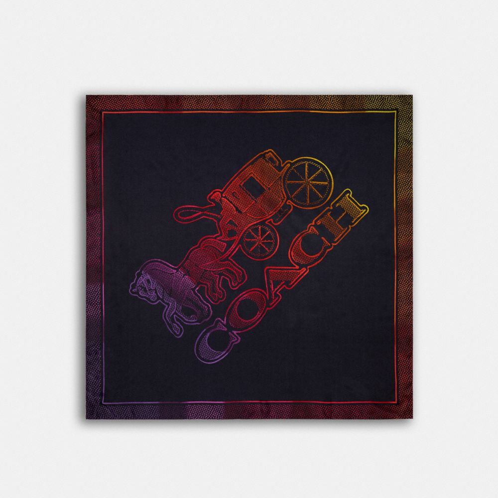 COACH®,Horse And Carriage Print Silk Square Scarf,,Front View