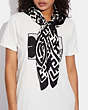 COACH®,DISNEY MICKEY MOUSE X KEITH HARING SILK SQUARE SCARF,Black/White,Detail View