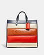 COACH®,FIELD TOTE BAG 40 WITH PIECED QUILTING,Signature Coated Canvas/Smooth Leather,JI/Ivory Multi,Front View