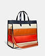 COACH®,FIELD TOTE BAG 40 WITH PIECED QUILTING,Signature Coated Canvas/Smooth Leather,JI/Ivory Multi,Angle View
