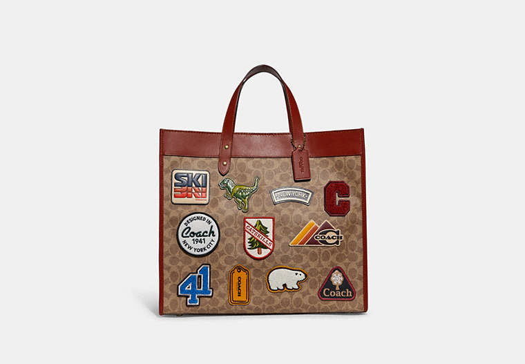 Field Tote Bag 40 In Signature Canvas With Patches