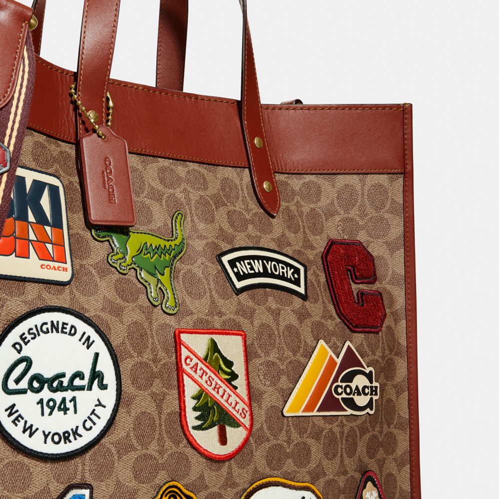 COACH®  Field Tote In Signature Canvas With Patches