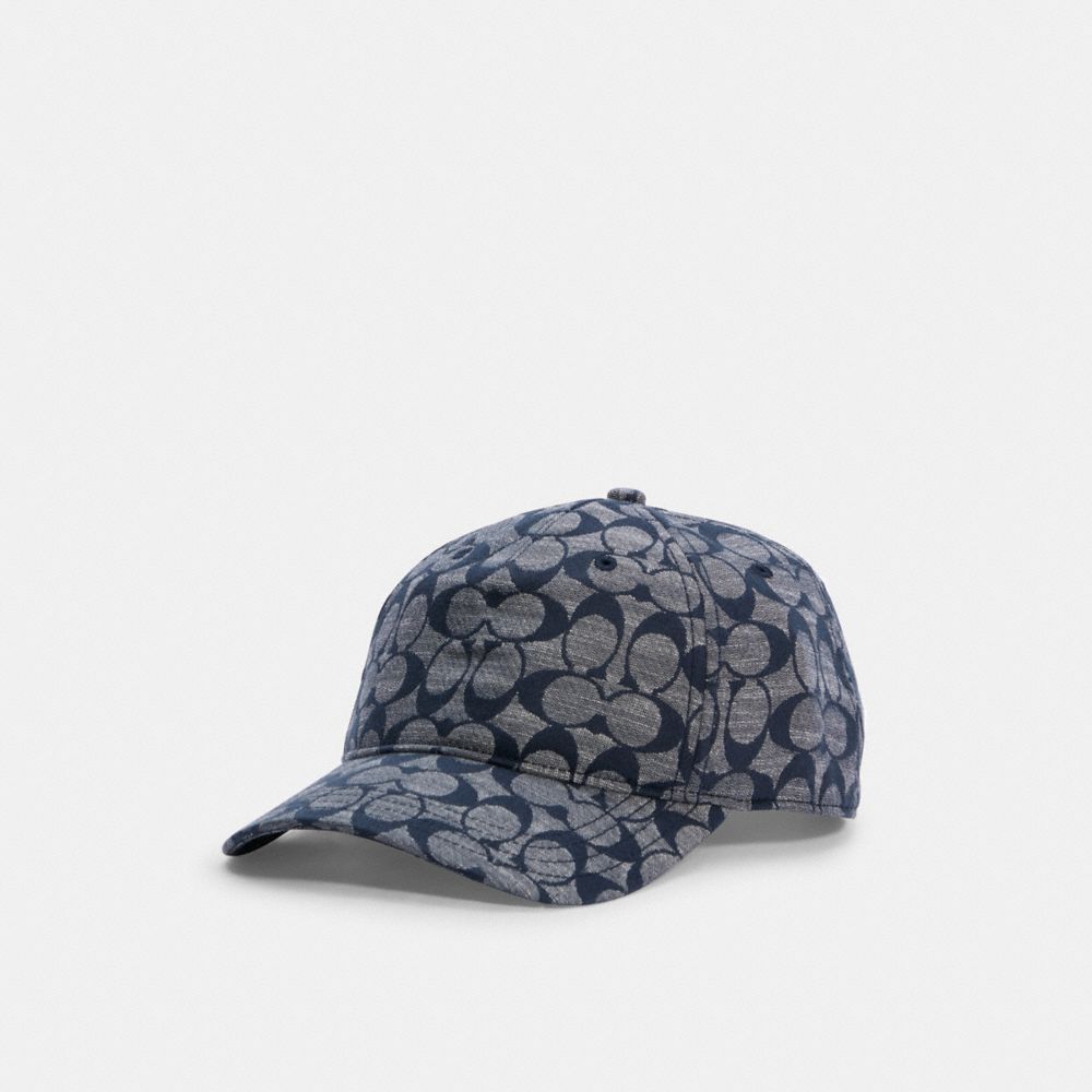 COACH®,BASEBALL HAT IN SIGNATURE,CHAMBRAY,Front View