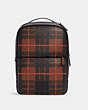 COACH®,WESTWAY BACKPACK WITH WINDOW PANE PLAID PRINT,Large,QB/Brown Orange Multi,Front View