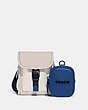 COACH®,CHARTER NORTH/SOUTH CROSSBODY WITH HYBRID POUCH IN COLORBLOCK,Polished Pebble Leather,Mini,Steam Multi,Front View