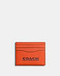 COACH®,CARD CASE,Pebbled Leather,Mini,Red Orange/Wine,Front View