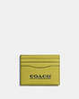 COACH®,CARD CASE,Pebbled Leather,Mini,Key Lime/Army Green,Front View