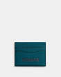 COACH®,CARD CASE,Pebbled Leather,Mini,Deep Turquoise/Midnight Navy,Front View