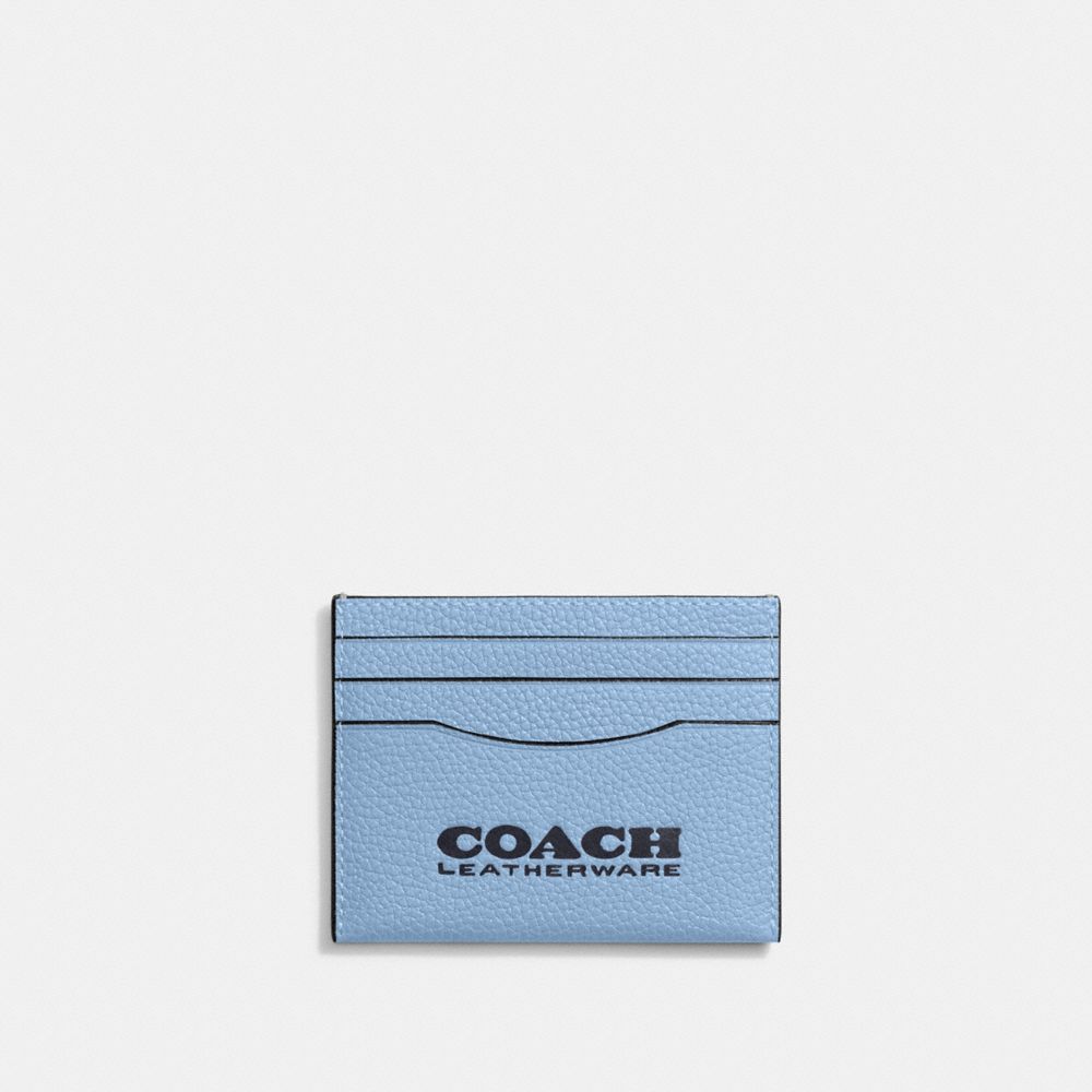 COACH®,CARD CASE,Mini,Pobrass/Midnight Navy,Front View