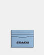 COACH®,CARD CASE,Pebbled Leather,Mini,Pobrass/Midnight Navy,Front View