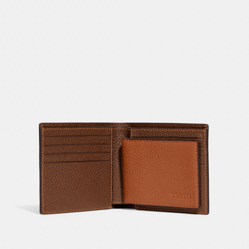 COACH®,3-IN-1 WALLET,Mini,Dark Saddle/Canyon,Inside View,Top View