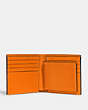 COACH®,3-IN-1 WALLET,Pebbled Leather,Mini,Bright Mandarin/True Blue,Inside View,Top View