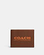 COACH®,SLIM BILLFOLD WALLET,Pebbled Leather,Mini,Dark Saddle/Canyon,Front View