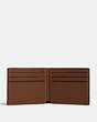 COACH®,SLIM BILLFOLD WALLET,Pebbled Leather,Mini,Dark Saddle/Canyon,Inside View,Top View