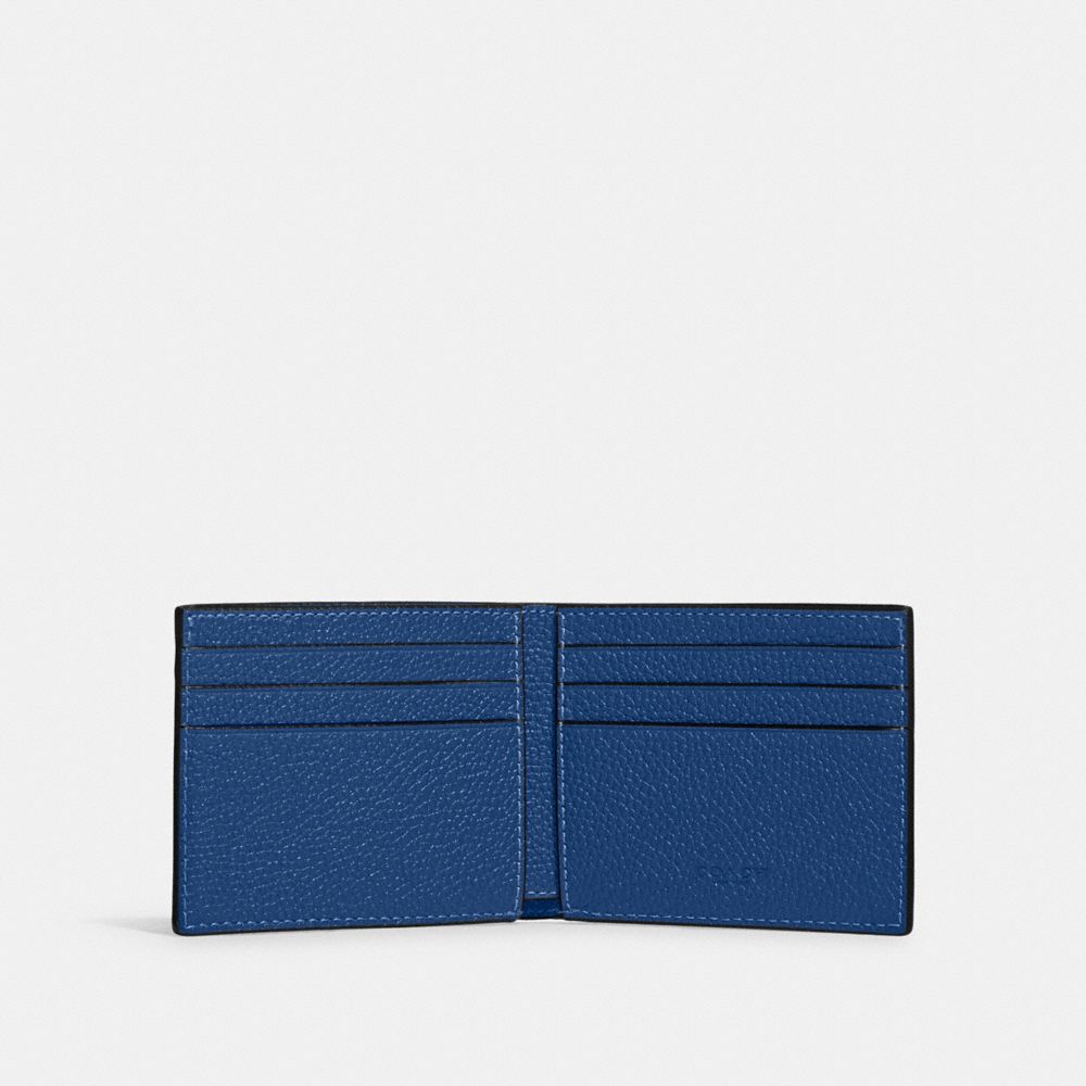 COACH®,PORTEFEUILLE FIN À DEUX VOLETS,Nageoire bleue/Noir,Inside View,Top View